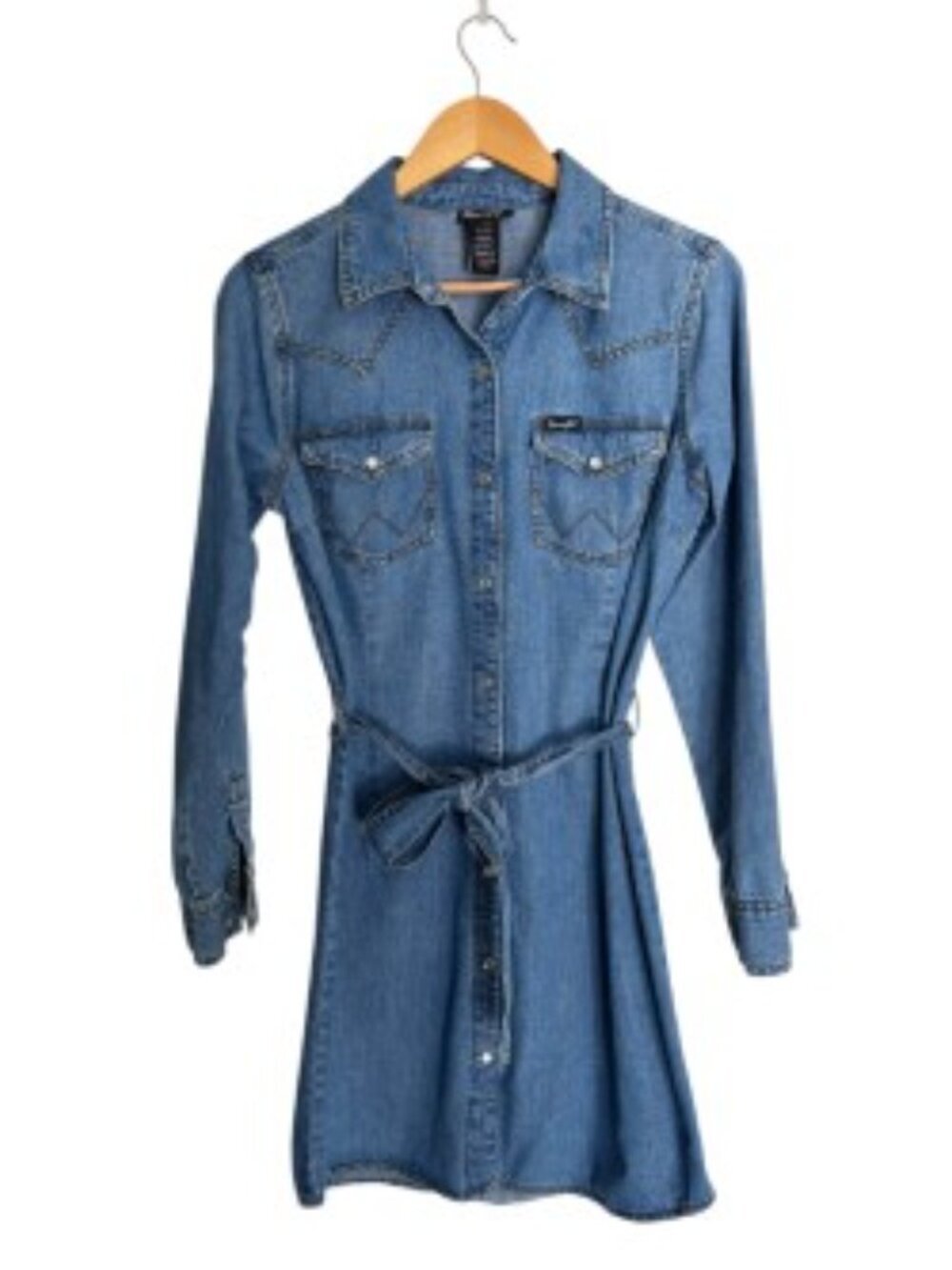 Wrangler Retro Classic Western Snap Denim Dress Medium - Picture 2 of 5
